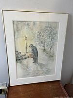 Full front view of framed watercolor painting