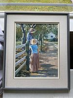 Straight-on view of the framed oil painting showing composition and artist signature.