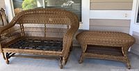 Loveseat and coffee table front view on porch
