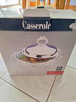 Box of casserole dish showing the brand name and image of the product.