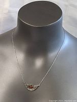 Necklace displayed on a black bust showing the full length of the chain and pendant centered at the neck.