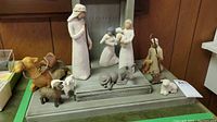 Front side of the Willow Tree nativity set arranged on display base including main figures and animals.