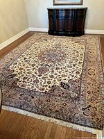 Full view of carpet in room showing pattern and scale