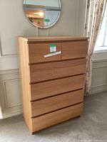 Front view of six-drawer dresser
