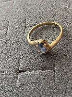 Ring top view on grey foam background