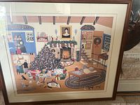 Full view of the Christmas room scene art print depicting decorated room and figures.