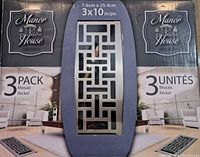 Three-pack box of Manor House brand floor registers, each 3x10 inches, mosaic nickel pattern grille, new condition.