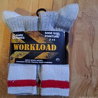 Pack of 6 pairs of Workload men's work socks size 7-11 with red stripe detail