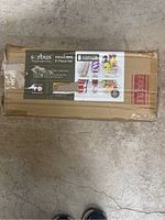 Box with Sorbus brand label for refrigerator bins 6-piece set, showing brand name, set type, and some details. Box has damage but set is new inside.