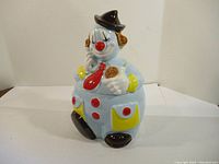 Front view of the clown cookie jar showing full figure and detailing