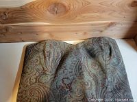 Front view of suede bustier showing paisley embossed pattern in green and wine colors.