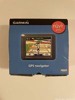 Box of Garmin nüvi 255 GPS navigator showing front with product image and branding