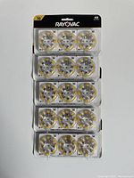 Five packs of Rayovac Size 10 hearing aid batteries, new condition
