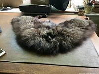 Vintage fur stole fully laid out showing fur texture and general condition