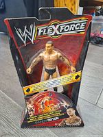 Front of unopened WWE FlexForce Randy Orton wrestling action figure packaging showing the figure and branding.