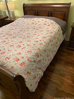 Front view of sleigh bed showing headboard and footboard