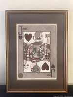 Full framed lithograph depicting the Jack of Hearts card showing the intricate details in the artwork and the frame.