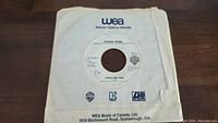 Chaka Khan "I Feel For You" 45rpm vinyl single in original WEA sleeve with visible handwritten markings on the label.