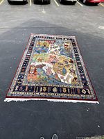 Full view of rug on flat surface showing overall design and size