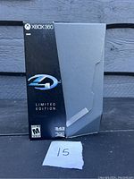 Close-up photo of the Halo Limited Edition game box for Xbox 360 showing front of the box with the logo and branding.