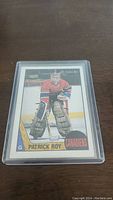 Front of 1987-88 OPC Patrick Roy 2nd Year hockey card showing Patrick Roy in goalie stance for Montreal Canadiens.