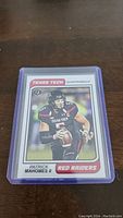 Front side of Patrick Mahomes II Texas Tech football trading card showing player image and team information
