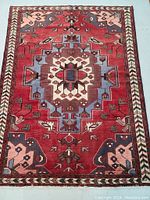 Full front view of rug showing overall pattern and colors