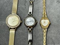 Close-up photo of the three ladies quartz watches showing the faces and bracelets
