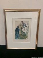 Overall front view of framed artwork in silver-tone frame with white mat