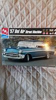 Photo of the front of the AMT '57 Bel Air model kit box showing the car artwork and branding.