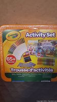 Photo of Crayola Activity Set packaging showing over 65 pieces included in the set