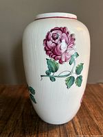 Photo of Tiffany Strasbourg Flowers porcelain vase showing floral design on white porcelain with crazing.