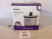 Photo of the Rival mini slow cooker box showing product image and branding