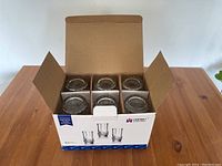 Box of 6 Hongli drinking glasses, showing packaging and boxes separated for each glass