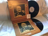 Photo showing the front covers of the two Don Messer vinyl albums with their records partially visible.