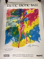 Full view of the colorful poster showing the Exotic Erotic Ball title and event details