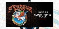 Full-color graphic with Steve Miller Band logo and Pegasus illustration, event date and venue details