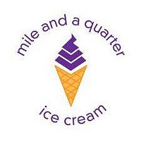Logo of Mile and a Quarter Ice Cream featuring a stylized ice cream cone with purple text.