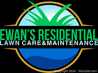 Photo of the gift certificate featuring Ewan's Residential Lawn Care & Maintenance logo with green grass and blue background.