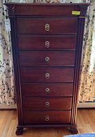 Front view of the seven drawer dresser showing overall design and finish