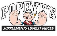 Popeye's Supplements logo image showing the brand's icon and slogan.