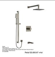 Complete Riobel Reflet T/P shower system components displayed against white background