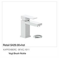 Front view of single‐handle faucet and pop‐up drain