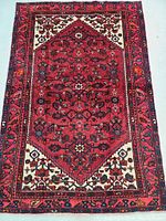 Full view of hand knotted Persian Zanjan wool rug