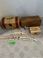 Photo of jewelry boxes and assorted jewelry items arranged for display
