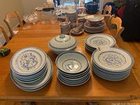 Wide shot showing grouping of all dishes on table