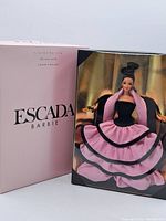 ESCADA Barbie doll in box with pink exterior and branding