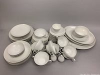 Overall view of entire set arranged on gray background