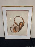 Full view of framed print of the artwork featuring two Native American styled figures intertwined, titled Spiritual Awareness.
