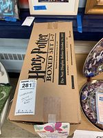 Top of sealed box showing “Harry Potter Boxed Set 1-7” lettering